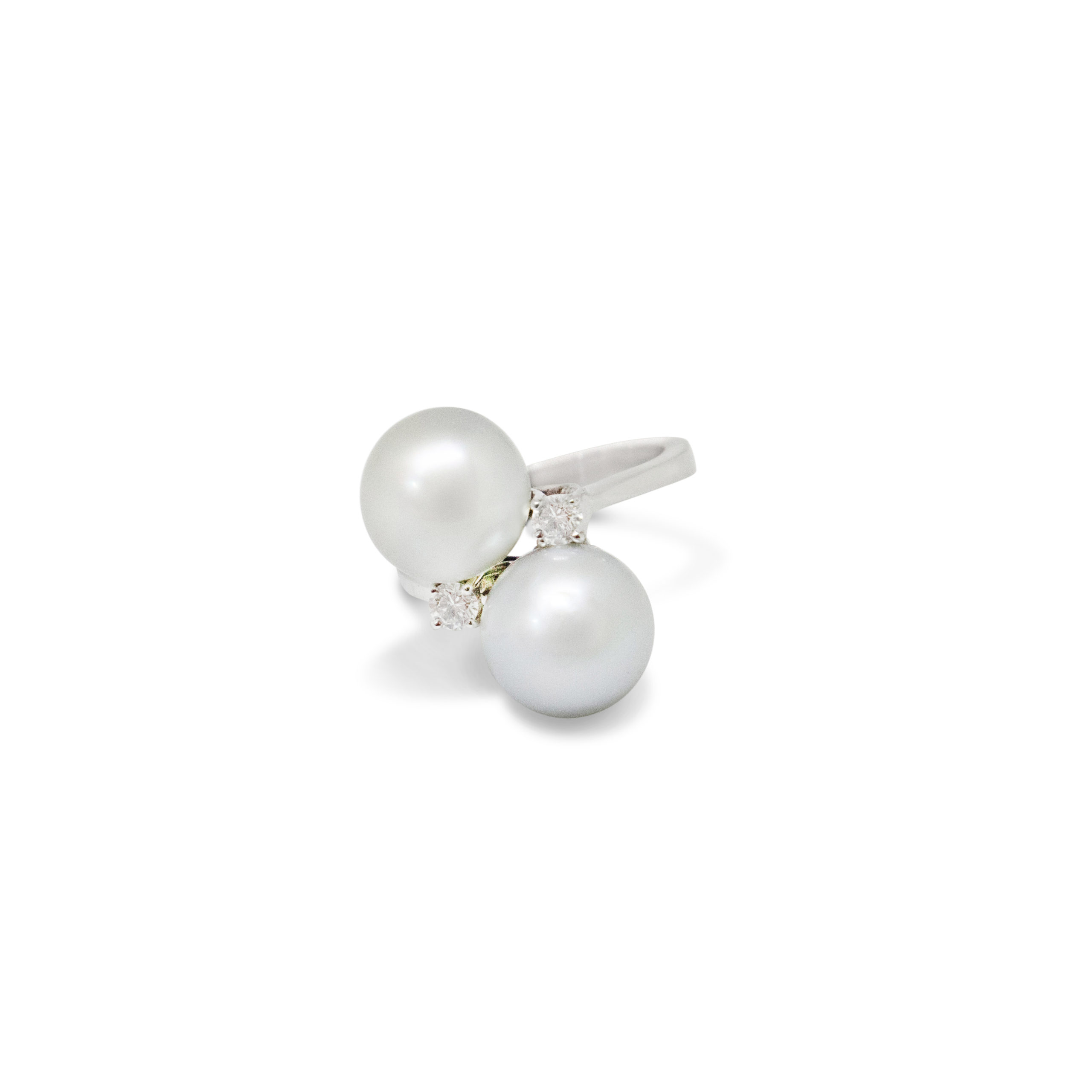 Anello con 2 perle naturali Tahitiane e diamanti G Vs 0 30 ct. Cristiana Mariani Gioielli